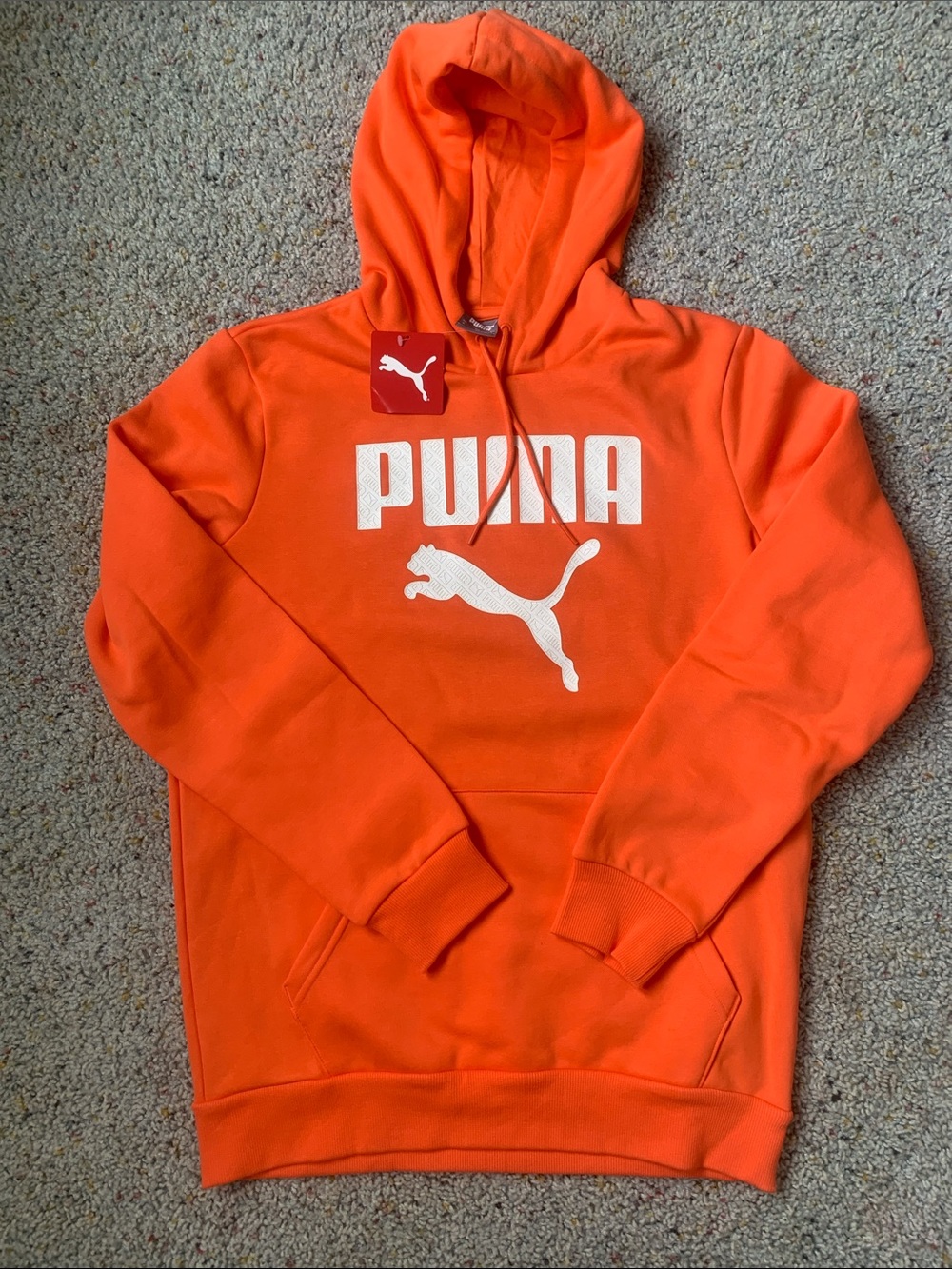 Puma Bright Orange Pullover Hoodie with White Logo